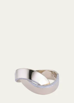 VhernierAbbraccio 18K White Gold Demi Pave Bangle, 15.5cm