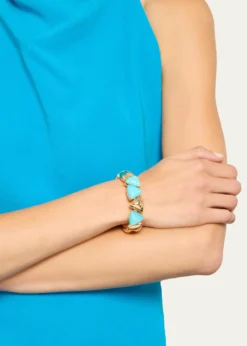 VhernierFreccia 18K Rose Gold Bracelet with Turquoise and Rock Crystal
