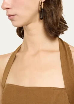 VhernierMon Jeu Maxi 18K Rose Gold and Ebony Link Earrings