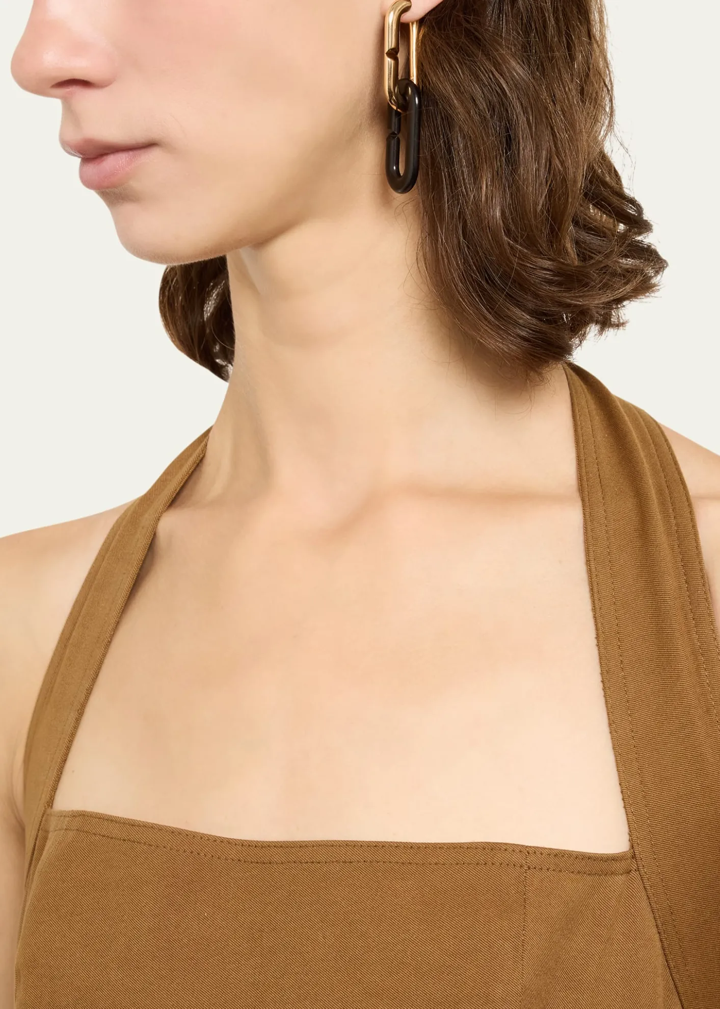 VhernierMon Jeu Maxi 18K Rose Gold and Ebony Link Earrings