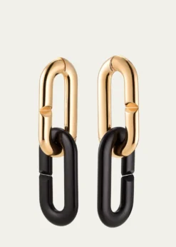 VhernierMon Jeu Maxi 18K Rose Gold and Ebony Link Earrings