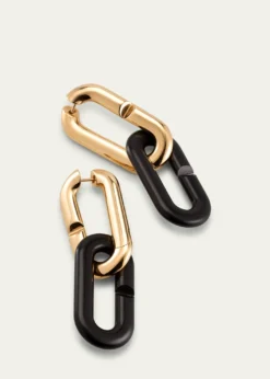 VhernierMon Jeu Maxi 18K Rose Gold and Ebony Link Earrings