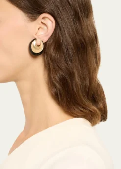 VhernierPirouette 18K Rose Gold Ebony Wood Clip Earrings