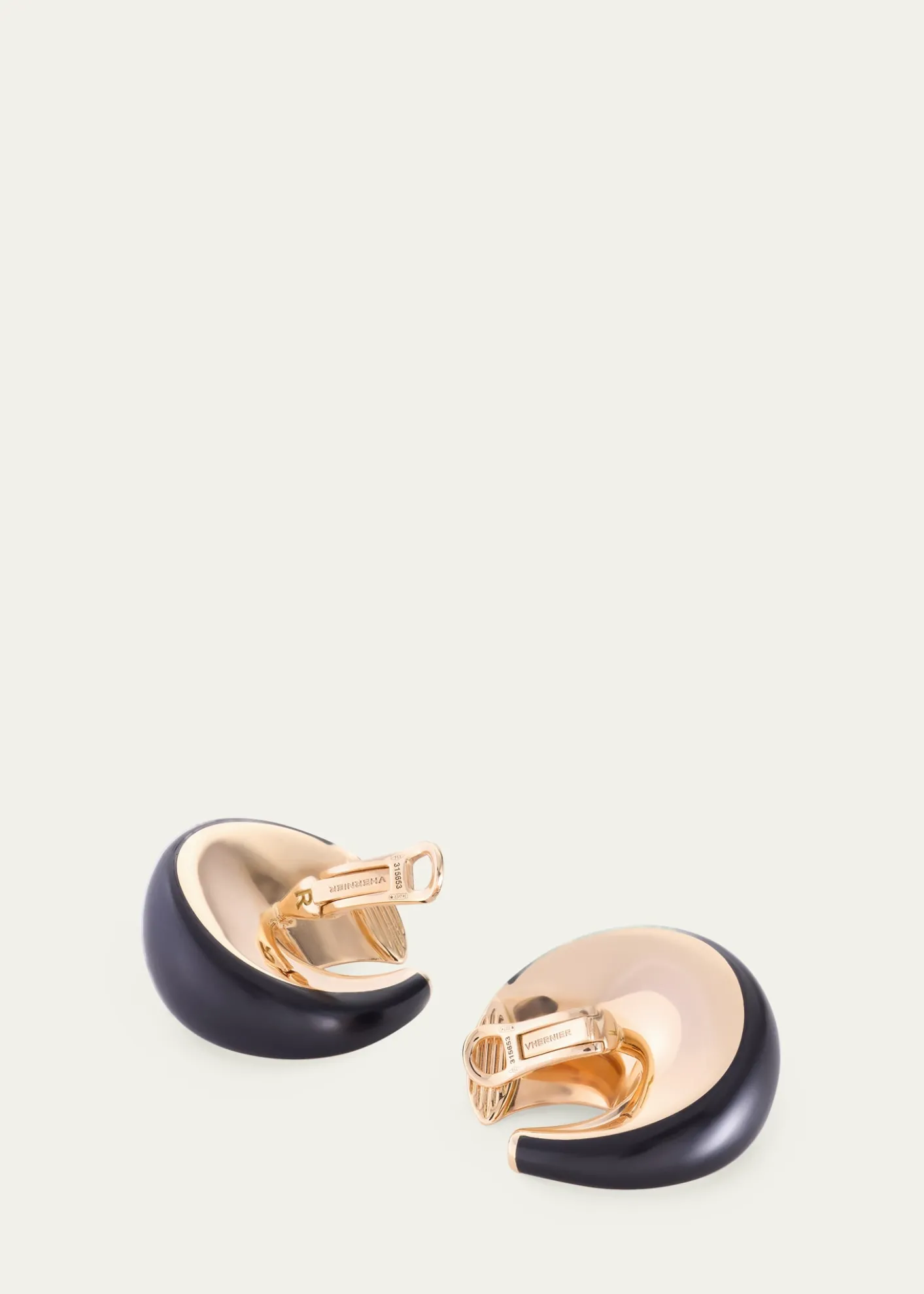 VhernierPirouette 18K Rose Gold Ebony Wood Clip Earrings