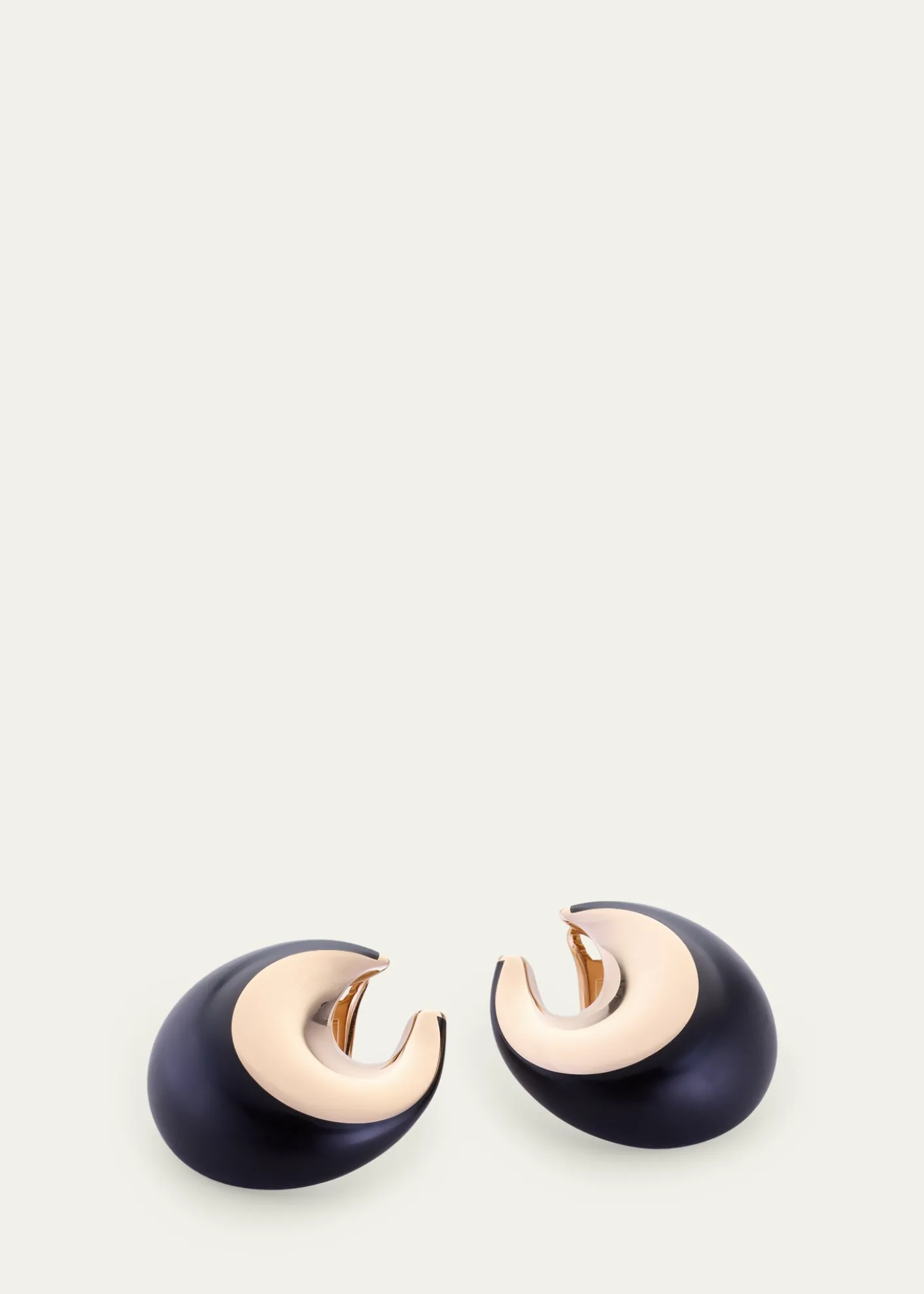 VhernierPirouette 18K Rose Gold Ebony Wood Clip Earrings