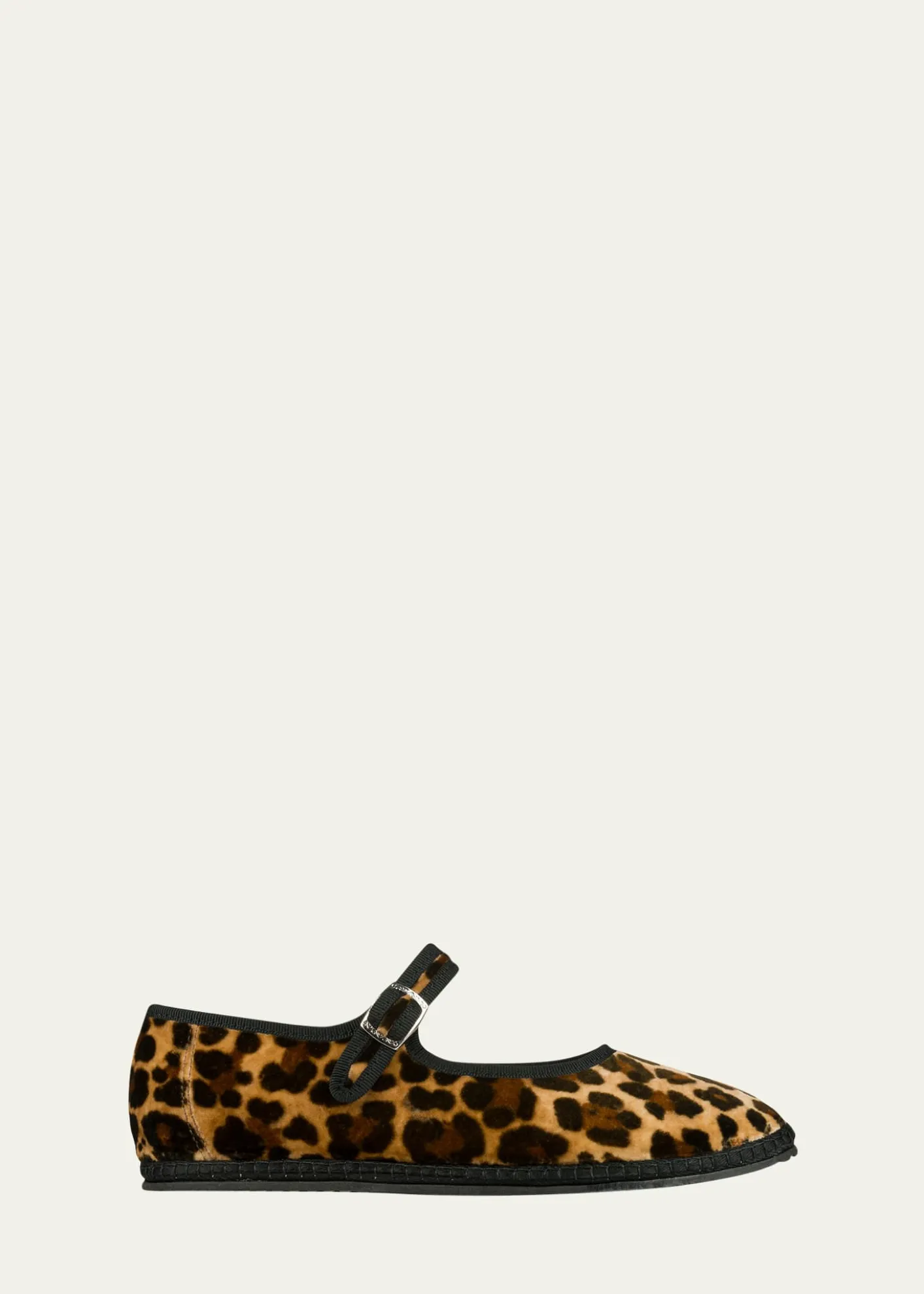 Vibi VeneziaLeopard-Printed Canvas Mary Jane Ballerina Flats