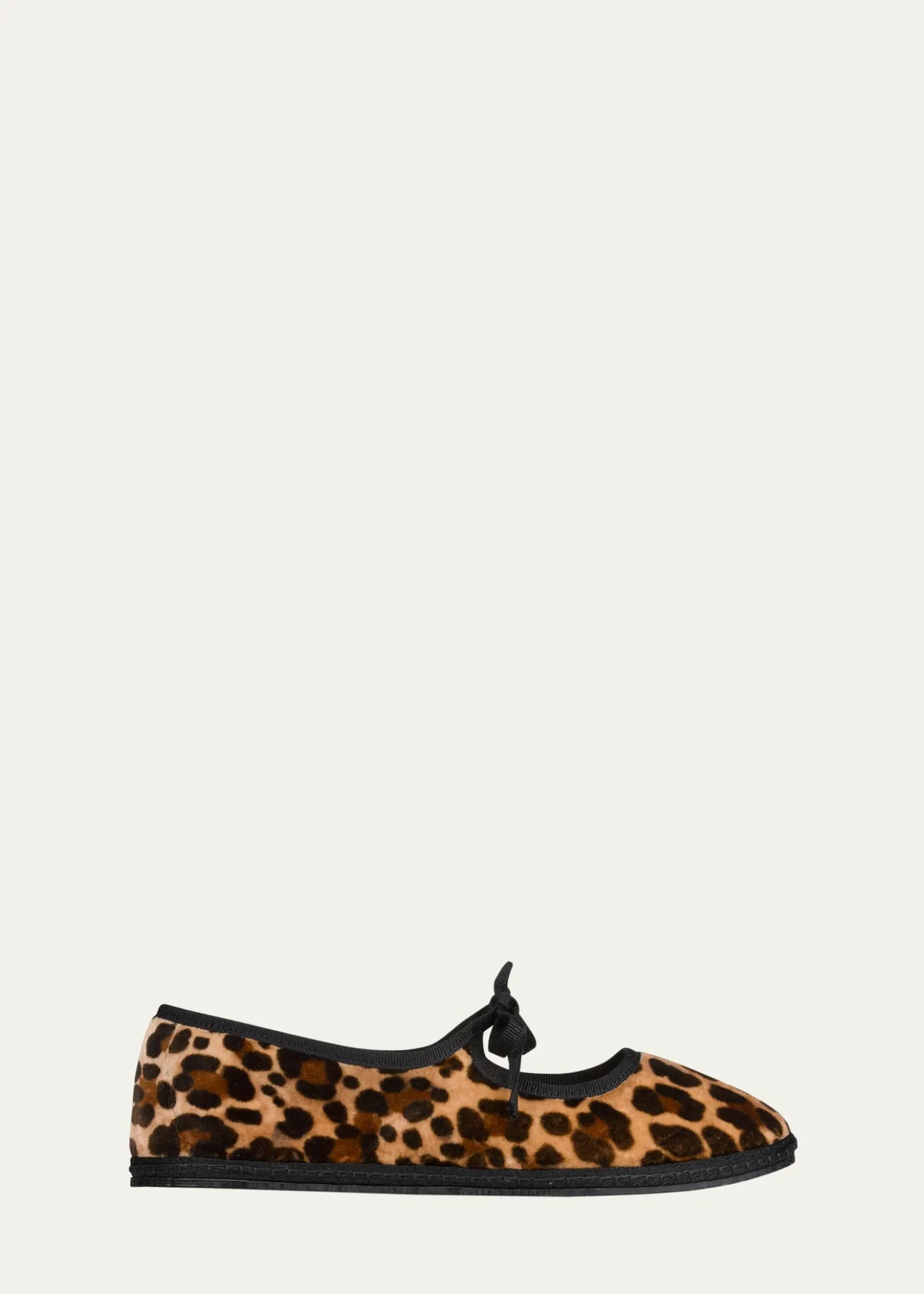 Vibi VeneziaLeopard-Printed Canvas Mary Jane Ballerina Flats