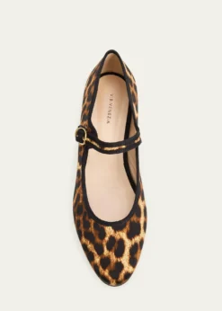 Vibi VeneziaLeopard-Print Silk Mary Jane Ballerina Flats