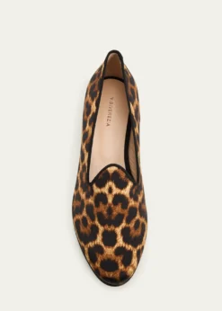 Vibi VeneziaLeopard-Print Silk Loafers