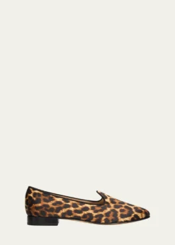 Vibi VeneziaLeopard-Print Silk Loafers