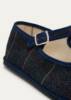Vibi VeneziaMary Jane Plaid Herringbone Wool-Blend Flats