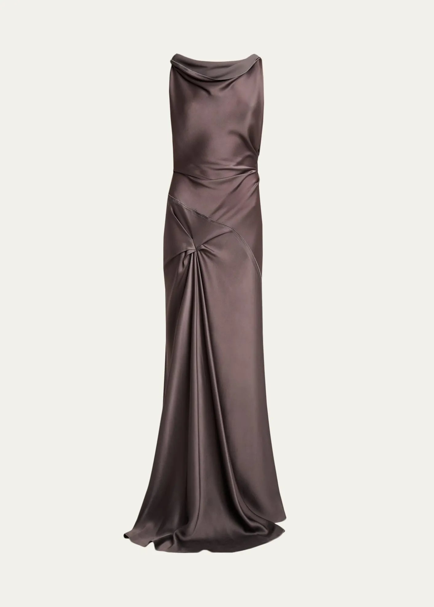 Victoria BeckhamAsymmetric Draped Sleeveless Satin Midi Dress