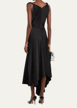 Victoria BeckhamAsymmetric Draped Sleeveless Satin Midi Dress