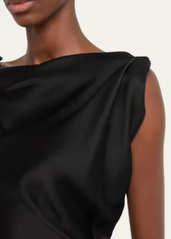 Victoria BeckhamAsymmetric Draped Sleeveless Satin Midi Dress