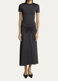 Victoria BeckhamGathered Drop-Waist Midi T-Shirt Dress