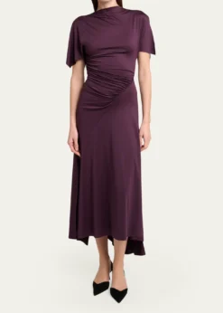 Victoria BeckhamGathered Twisted Flutter-Sleeve Midi Dress