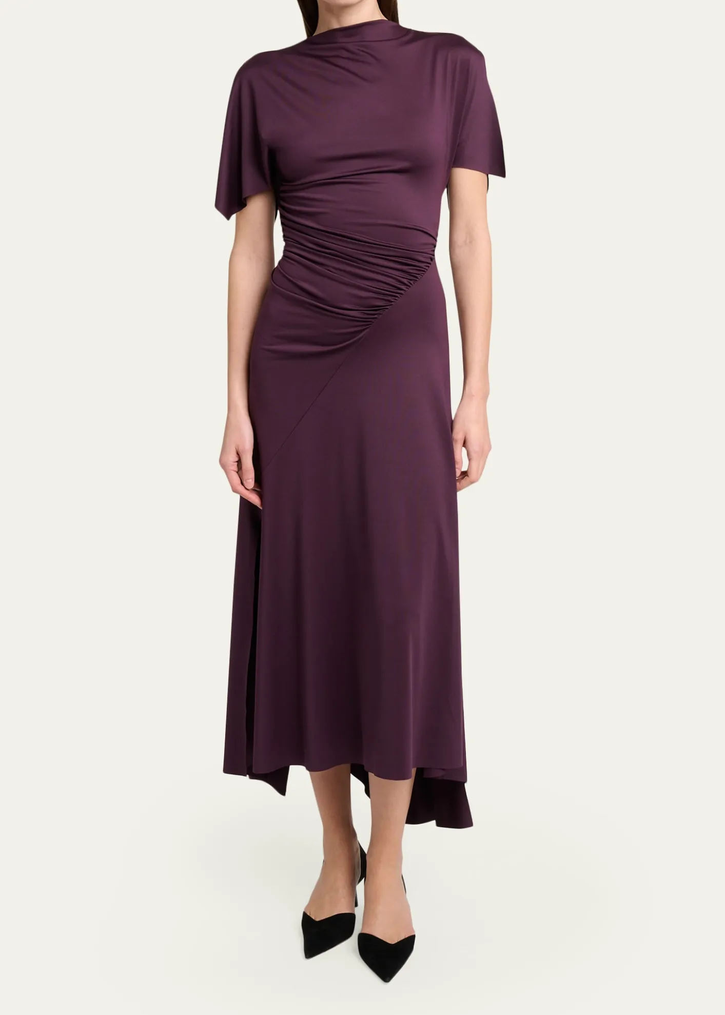 Victoria BeckhamGathered Twisted Flutter-Sleeve Midi Dress