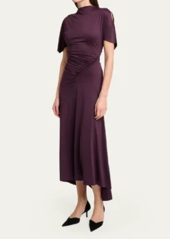 Victoria BeckhamGathered Twisted Flutter-Sleeve Midi Dress