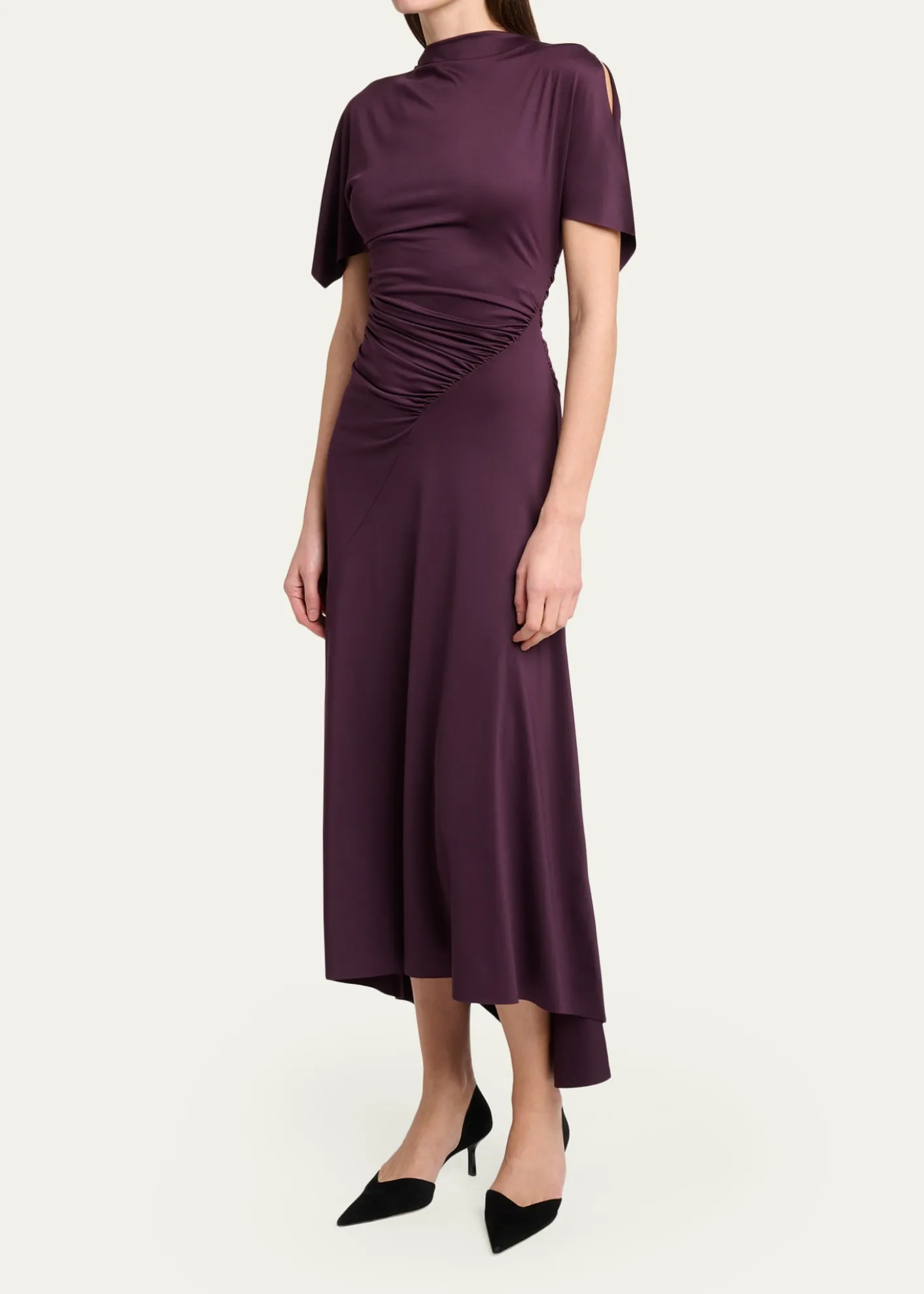 Victoria BeckhamGathered Twisted Flutter-Sleeve Midi Dress
