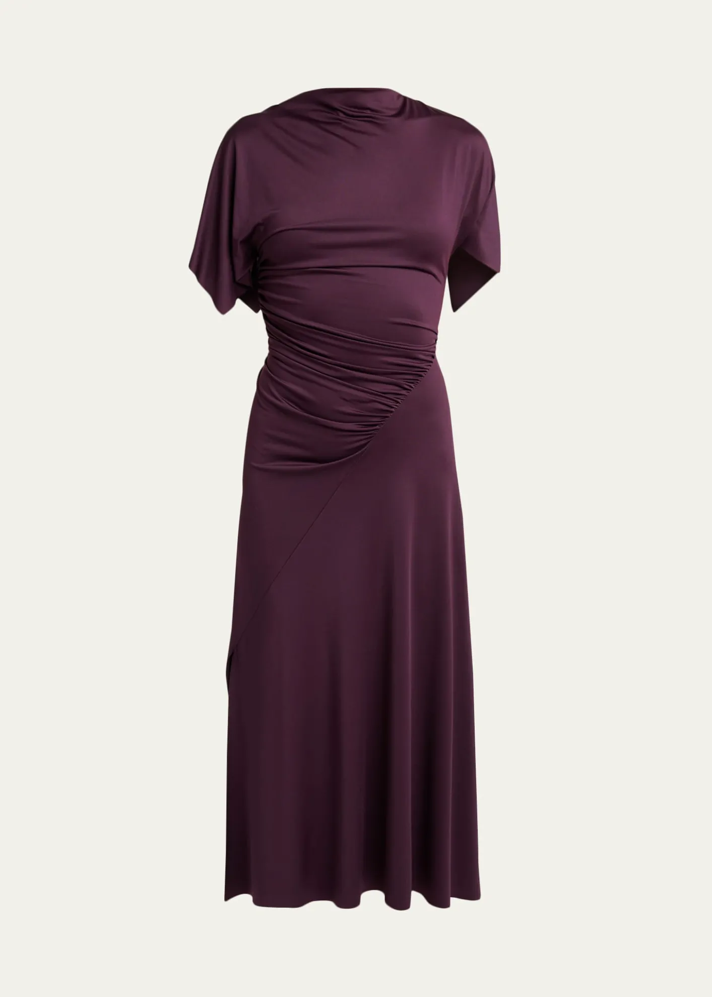 Victoria BeckhamGathered Twisted Flutter-Sleeve Midi Dress