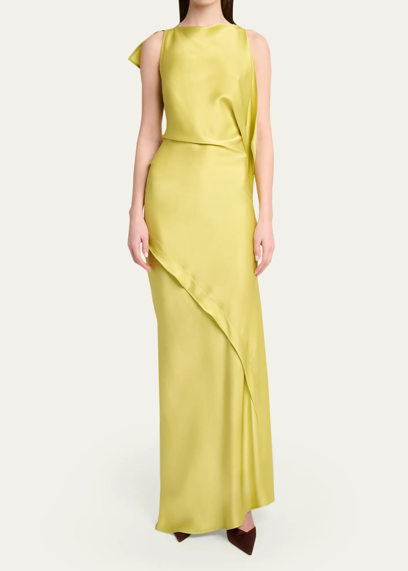 Victoria BeckhamSleeveless Draped Satin Gown