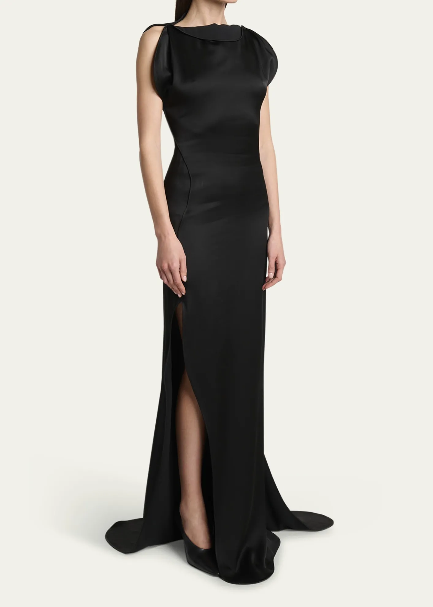 Victoria BeckhamSleeveless Satin Slit Gown