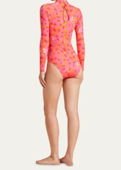 VilebrequinAbstract Leopard Printed Rashguard One-Piece Swimsuit