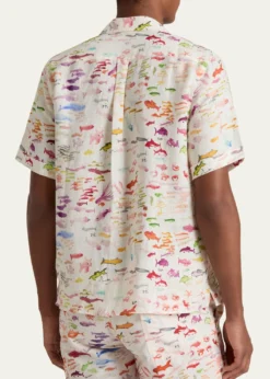 Vilebrequinx Fabrice Hyber Men's Pescador Linen Camp Shirt