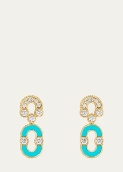 Viltier18K Gold, Turquoise & 0.95 TCW Drop Earrings