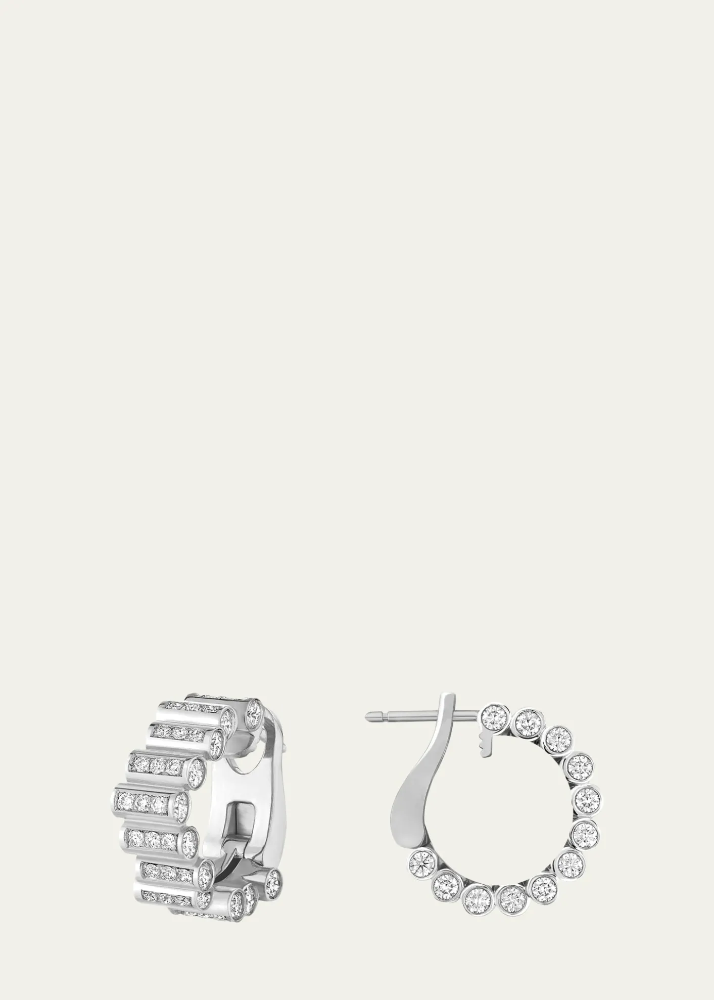 Viltier18K White Gold Edge Diamond Pave Hoop Earrings
