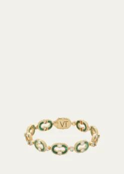 ViltierMagnetic Enchaine Malachite Bracelet in 18K Yellow Gold and Diamonds