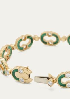 ViltierMagnetic Enchaine Malachite Bracelet in 18K Yellow Gold and Diamonds