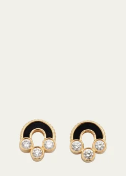 ViltierMagnetic Stud Earrings in Onyx, 18K Yellow Gold and Diamonds