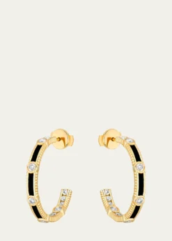 ViltierRayon Hoop Earrings in Onyx, 18K Yellow Gold and Diamonds
