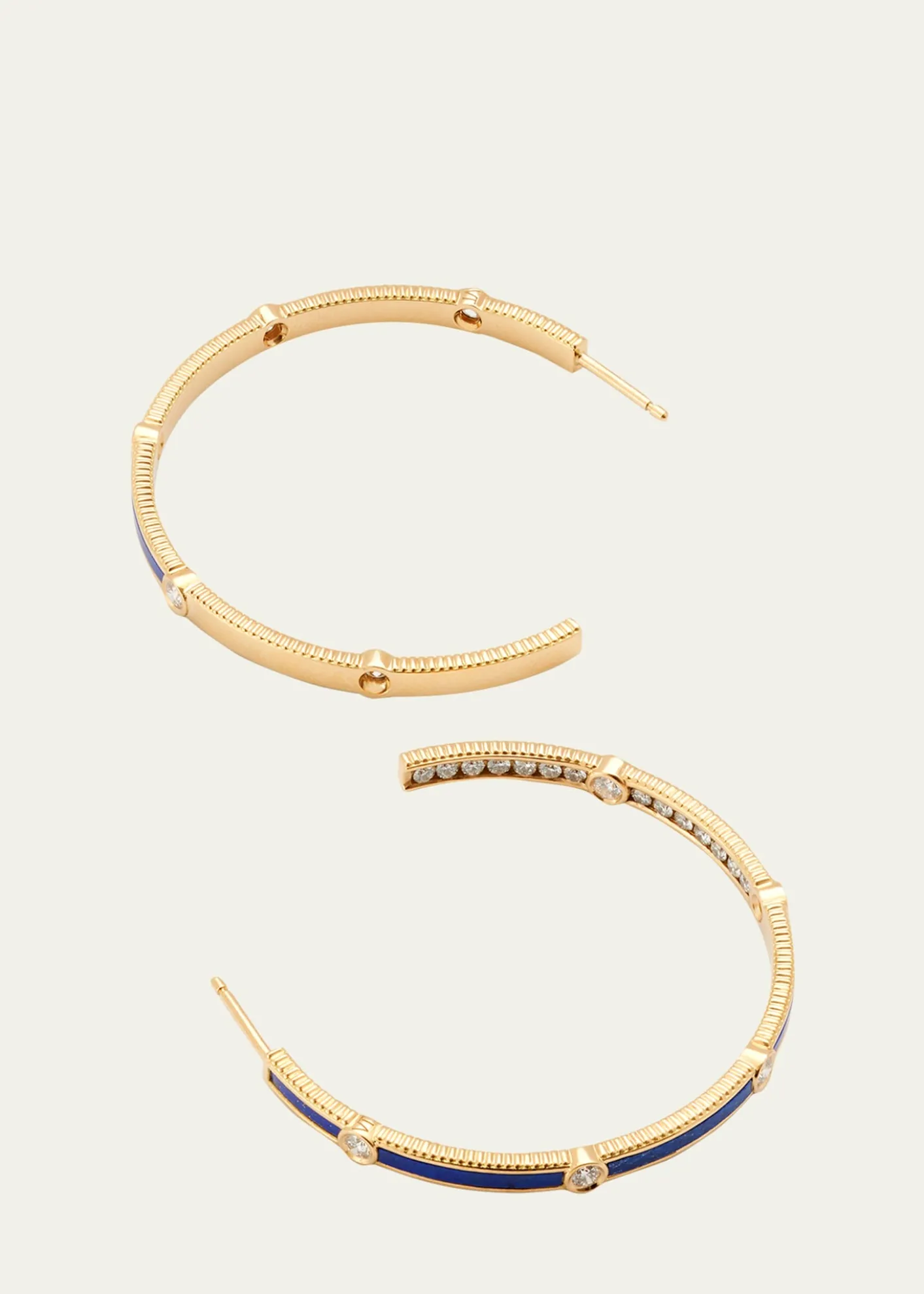 ViltierRayon Lapis Extra-Large Hoop Earrings in 18K Yellow Gold and Diamonds