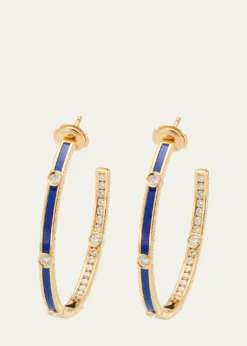 ViltierRayon Lapis Extra-Large Hoop Earrings in 18K Yellow Gold and Diamonds