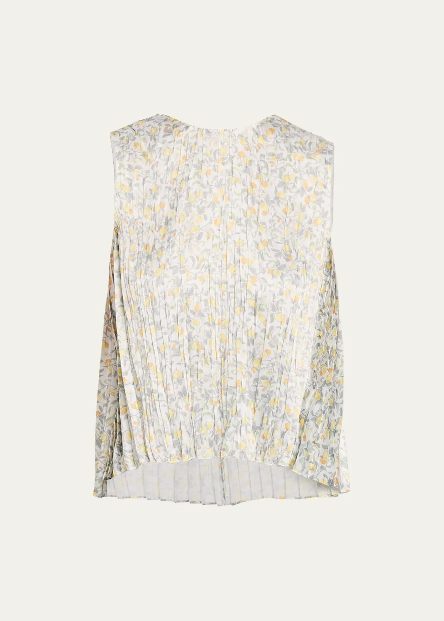 VinceCitrine Bloom Pleated Satin Top