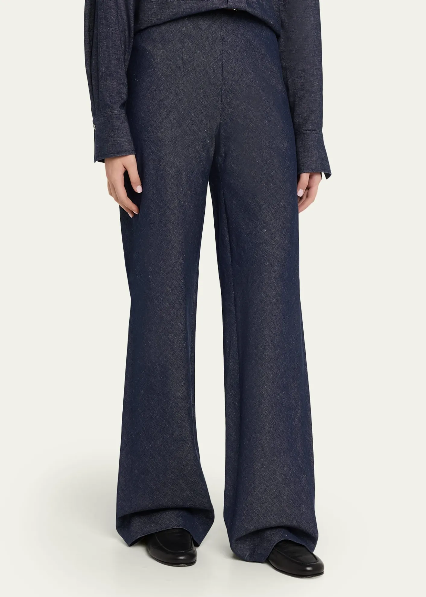VinceColette High-Rise Chambray Bias Pants