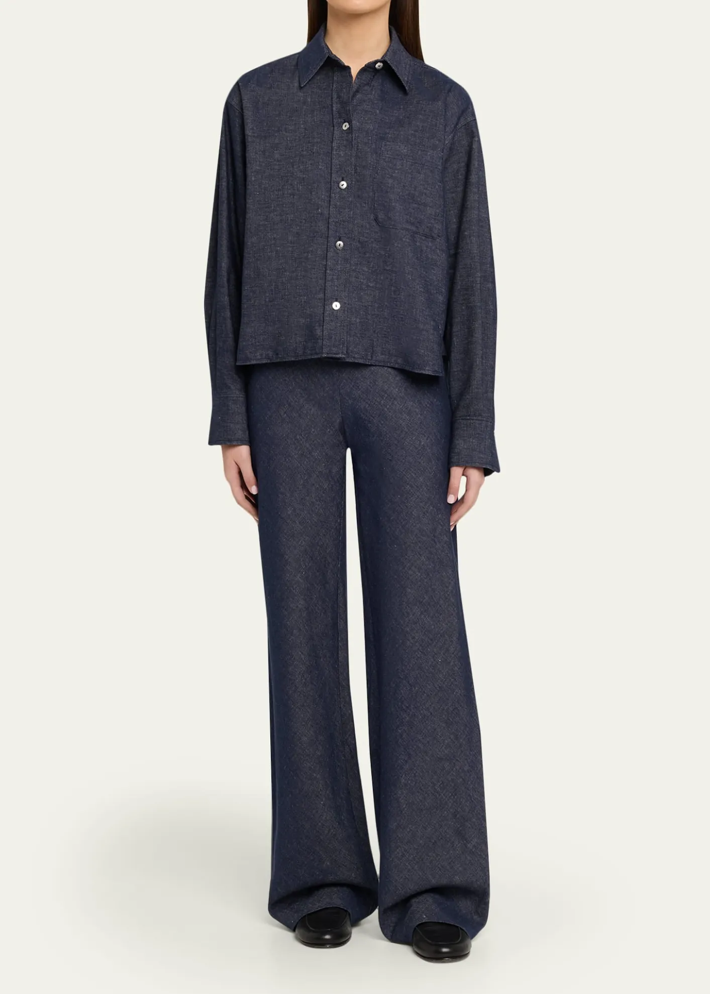 VinceColette High-Rise Chambray Bias Pants