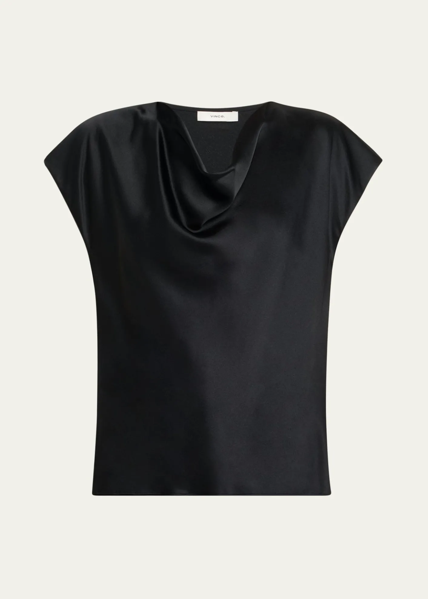 VinceCowl-Neck Cap-Sleeve Satin Blouse