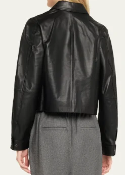 VinceCropped Faux Leather Jacket
