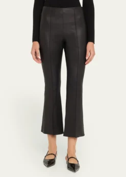 VinceCropped Flare Leather Pants