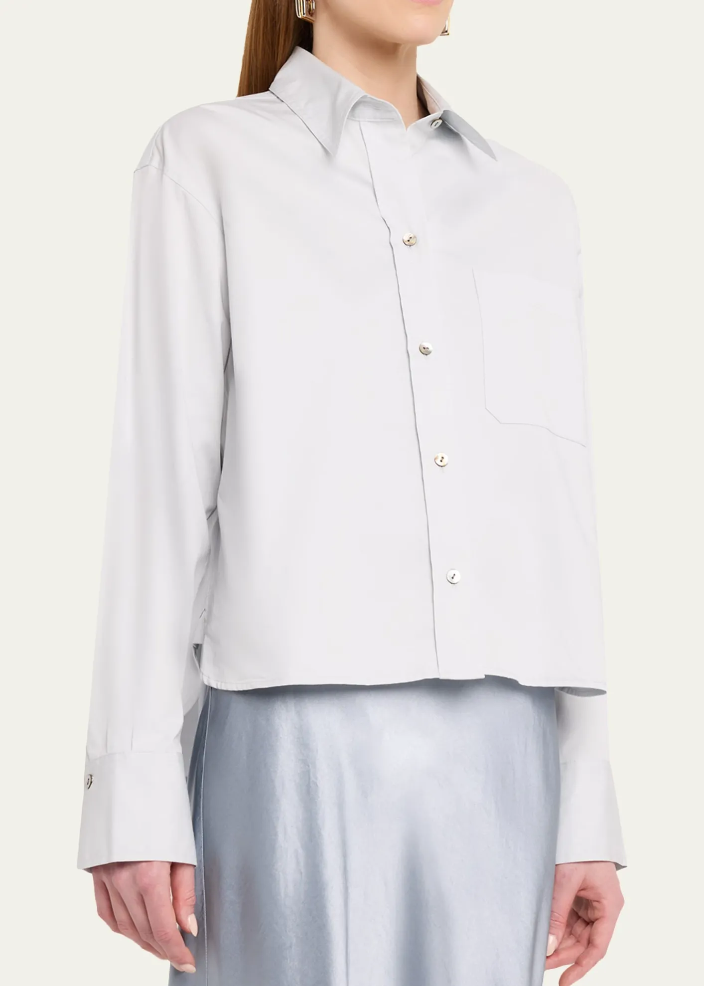 VinceCropped Long-Sleeve Shirt