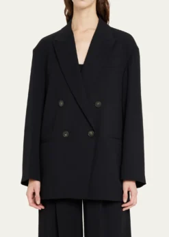 VinceDouble-Breasted Crepe Boyfriend Blazer