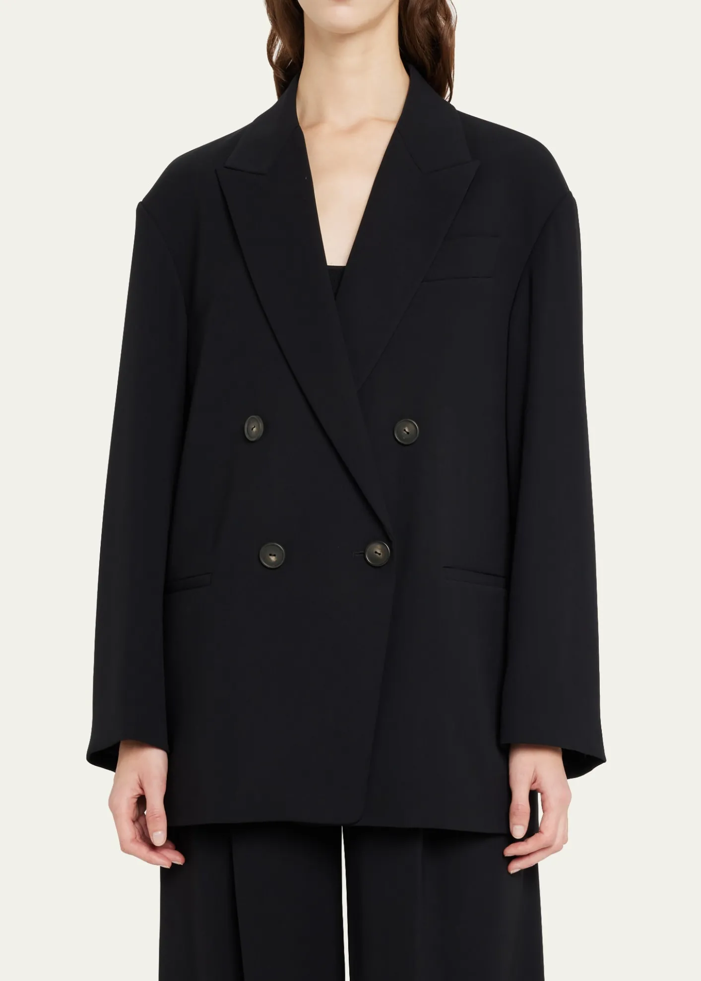 VinceDouble-Breasted Crepe Boyfriend Blazer
