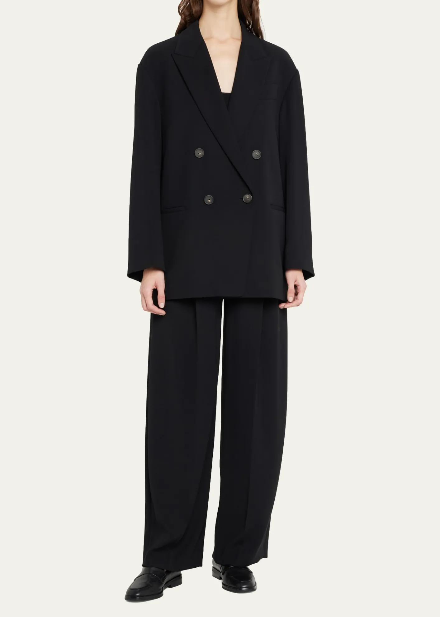 VinceDouble-Breasted Crepe Boyfriend Blazer