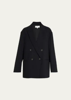 VinceDouble-Breasted Crepe Boyfriend Blazer