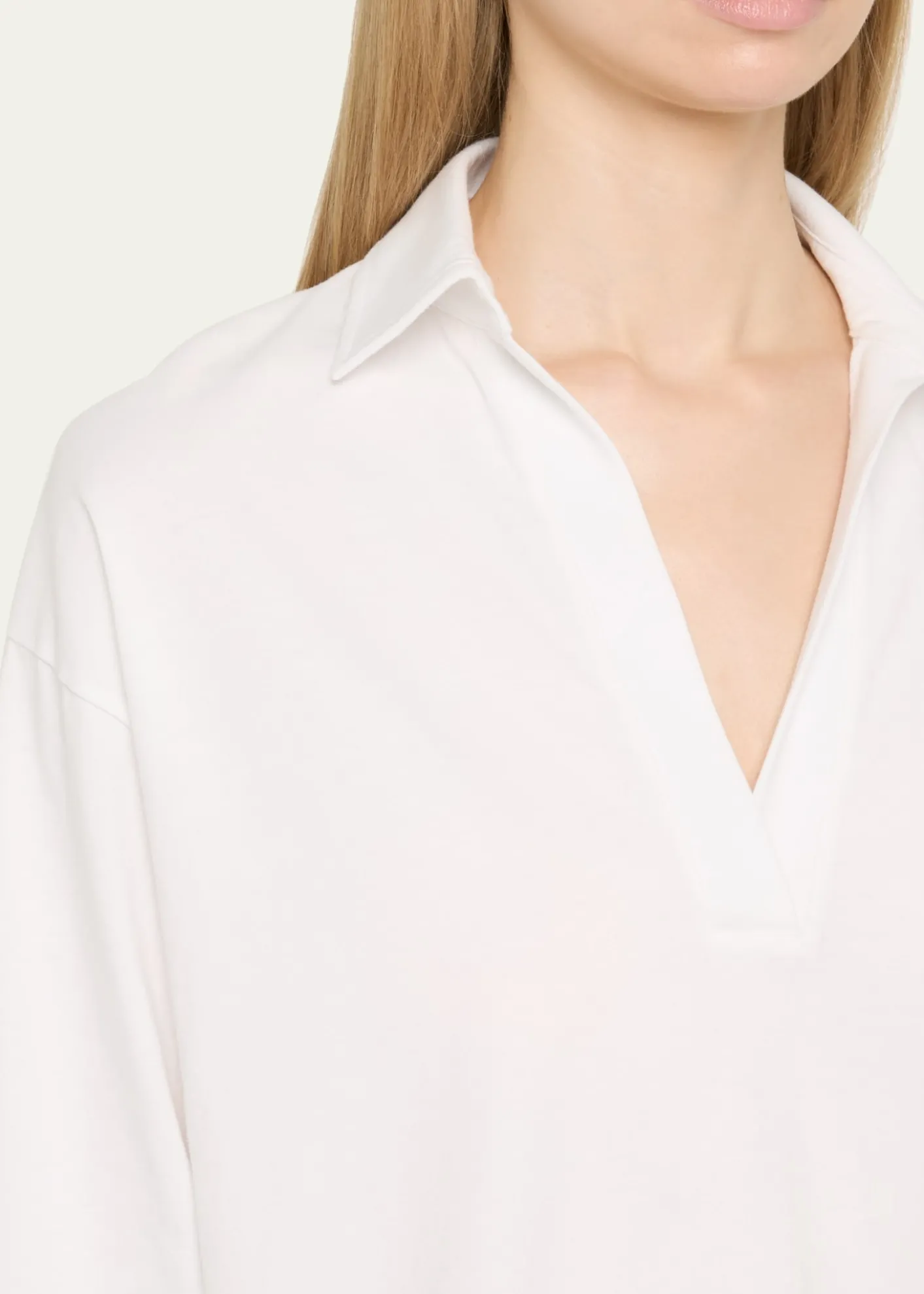 VinceEasy Cotton Long-Sleeve Pullover Polo Top