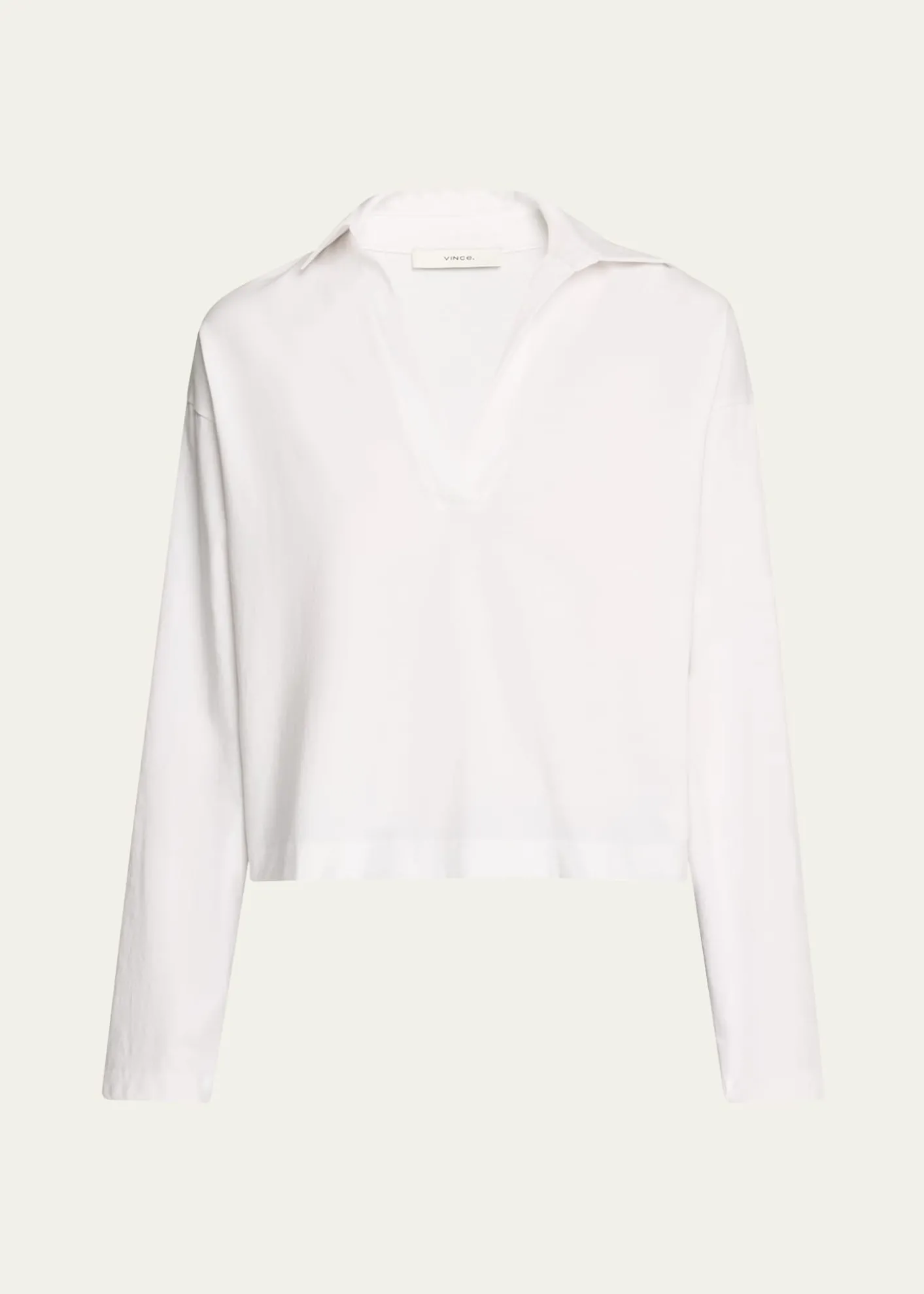 VinceEasy Cotton Long-Sleeve Pullover Polo Top