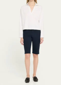 VinceEasy Cotton Long-Sleeve Pullover Polo Top